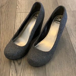 Grey wedge heels